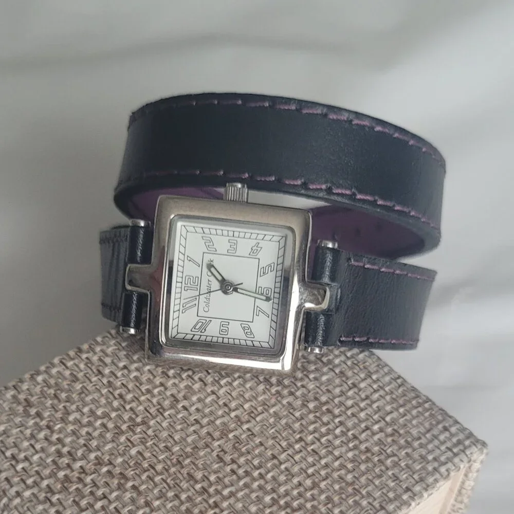 Watch Leather Wrap Band Black & Purple Coldwater Creek Ladies